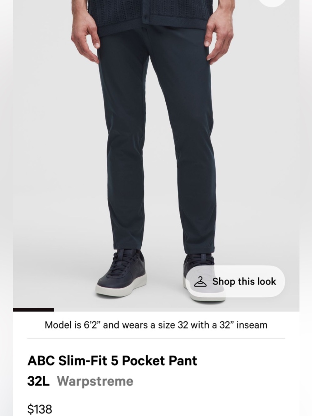 Lululemon - Men’s slim fit ABC 5 pocket pant - 32x32 - navy - great condition